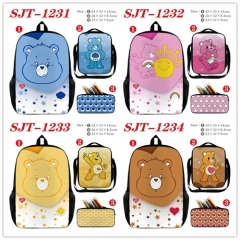8 Styles 3PCS/SET Care Bears Cartoon Canvas Anime Lunch Bag+Pencil Box+Backpack Bag Set