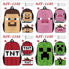 7 Styles 3PCS/SET Minecraft Cartoon Canvas Anime Lunch Bag+Pencil Box+Backpack Bag Set