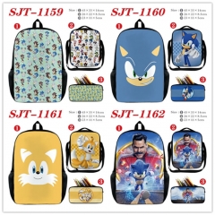 4 Styles 3PCS/SET Sonic the Hedgehog Cartoon Canvas Anime Lunch Bag+Pencil Box+Backpack Bag Set