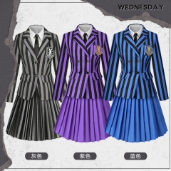 3 Styles Wednesday Addams Cosplay Costume Anime School Uniform Dress Set