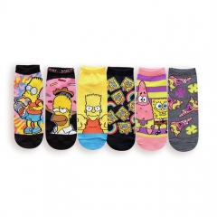 5 Styles SpongeBob SquarePants Simpsons Free Size Anime Short Socks