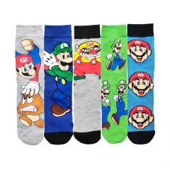 5 Styles Super Mario Bro Free Size Anime Long Socks