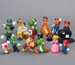 18PCS/SET 3~7CM Super Mario Bro Cartoon Anime PVC Figure Set Toy
