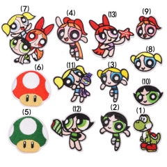 13PCS/SET Super Mario Bro./The Powerpuff Girls Cartoon Anime Cloth Patch