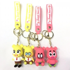 4 Styles SpongeBob SquarePants Anime PVC Figure Keychain