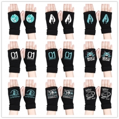 15 Styles Hatsune Miku Anime Half Finger Gloves Winter Gloves