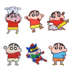 6PCS/SET Crayon Shin-chan Cartoon Anime Cloth Patch