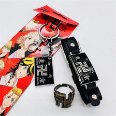 2 Styles Tokyo Revengers Cartoon Anime Keychain+Ring+Bracelet Set