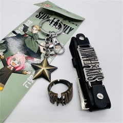 SPY×FAMILY Cartoon Anime Keychain+Ring+Bracelet Set