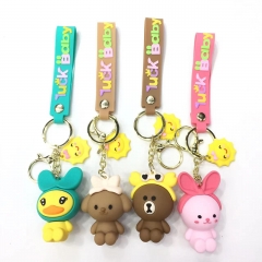 7 Styles Line Town Brown Anime PVC Figure Keychain