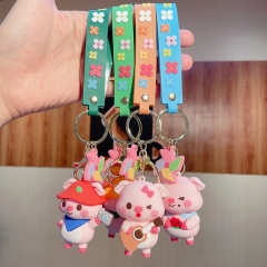 4 Styles Animal Pig Cartoon PVC Anime Figure Keychain