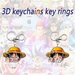 15 Styles One Piece Cartoon Pattern 3D Motion Anime Keychain