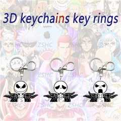 3 Styles Halloween Movie 3D Cartoon Pattern 3D Motion Anime Keychain