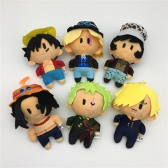 15CM 6PCS/SET One Piece Anime Plush Pendant Toy