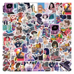 50PCS/SET City Pop Decorative Collectible Waterproof Anime Luggage Stickers