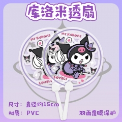 6 Styles Sanrio Hello Kitty Kuromi Cinnamoroll Game PVC Anime Transparent Handheld Fan