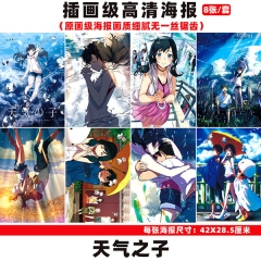 42*28.5CM 8PCS/SET Tenki no Ko/Weathering with You PVC Material Anime Poster