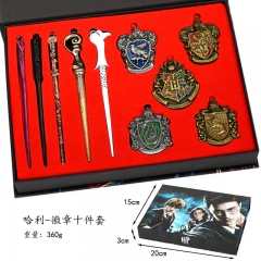 10PCS/SET Harry Potter Anime Brooch Necklace Pendant Set