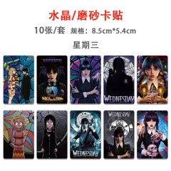 10PCS/SET Wednesday Addams Anime ID Card Sticker