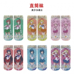 15 Styles Pretty Soldier Sailor Moon Anime Full Color Straight Socks