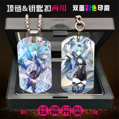 2 Styles Genshin Impact Eula Stainless Steel Two Sides Dog Tag Anime Necklace