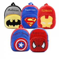 4 Styles Marvel Batman Spider Man Cartoon Backpack Anime Plush Bag For Kids