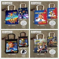 4 Styles Crash Bandicoot Cartoon Pattern Canvas Anime Shopping Bag