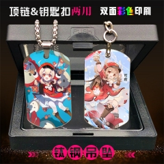2 Styles Genshin Impact Klee Stainless Steel Two Sides Dog Tag Anime Necklace