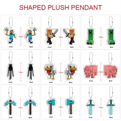 5PCS/SET 9 Styles Minecraft Cute Pendant Anime Plush Toy Keychain