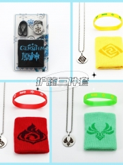 15 Styles Genshin Impact Cartoon Anime Necklace+Bracelet+Wristband Set
