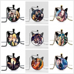 12 Styles Demon Slayer: Kimetsu no Yaiba Cosplay Keychain Fashion Jewelry Anime Alloy Necklace