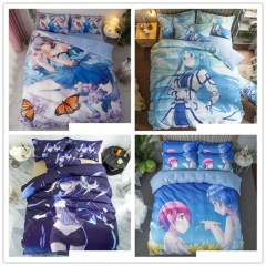 16 Styles 3 Size One Piece Rem Ram Totoro Cartoon Printing Anime Pattern Bedding Set ( Pillow Case + Quilt Cover + Bed Sheet )