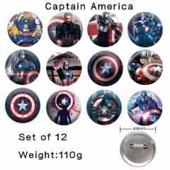 （12PCS/SET）44MM Captain America Cartoon Anime Alloy Badge Brooch
