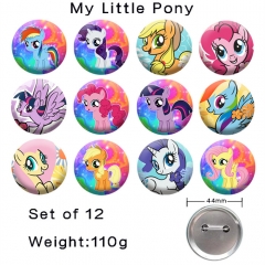 （12PCS/SET）2 Styles 44MM My Little Pony Cartoon Anime Alloy Badge Brooch