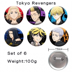 （6PCS/SET）2 Styles 75MM Tokyo Revengers Cartoon Anime Alloy Badge Brooch