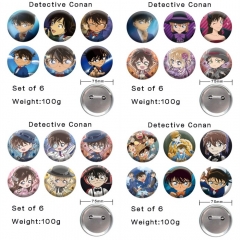 （6PCS/SET）6 Styles 75MM Detective Conan Cartoon Anime Alloy Badge Brooch