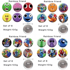 （6PCS/SET）4 Styles 75MM Rainbow Friends Cartoon Anime Alloy Badge Brooch