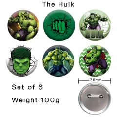 （6PCS/SET）2 Styles 75MM The Hulk Cartoon Anime Alloy Badge Brooch