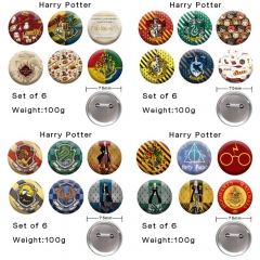 （6PCS/SET）5 Styles 75MM Harry Potter Cartoon Anime Alloy Badge Brooch