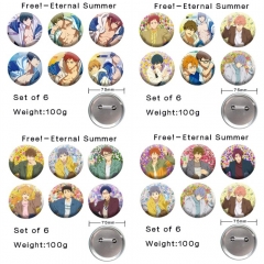 （6PCS/SET）4 Styles 75MM Free! Cartoon Anime Alloy Badge Brooch