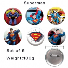 （6PCS/SET）75MM Superman Cartoon Anime Alloy Badge Brooch