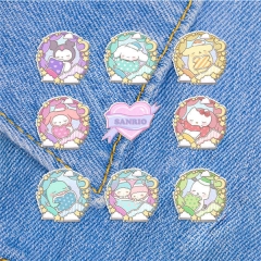 9 Styles Cinnamorol Melody Kuromi Kitty Anime Alloy Badge Brooch