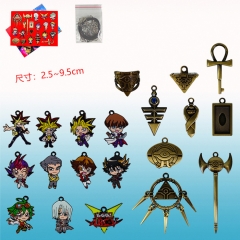 20PCS/SET Yu-Gi-Oh Cartoon Alloy Anime Necklace Keychain Earring Weapon Jewelry