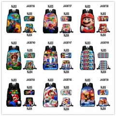 13 Styles 3PCS/SET Super Mario Bro Cartoon Anime Backpack Bag+Pencil Bag+Shoulder Bag Set