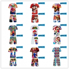 18 Styles Super Mario Bro Cartoon Anime T Shirt+Pants Set
