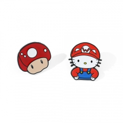 2 Styles Super Mario Bro Cos Hello Kitty Alloy Badge Pin Anime Brooch
