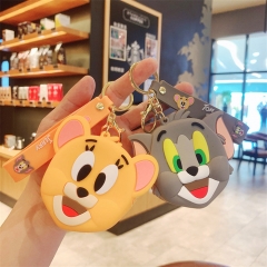 2 Styles Tom and Jerry Silicone Coin Purse Anime Mini Wallet Keychain