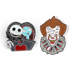 2 Styles The Nightmare Before Christmas/Stephen King's It Movie Alloy Badge Brooch Pin