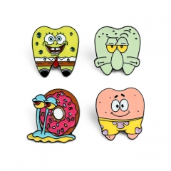 4 Styles SpongeBob SquarePants Cos Cartoon Alloy Pin Anime Brooch