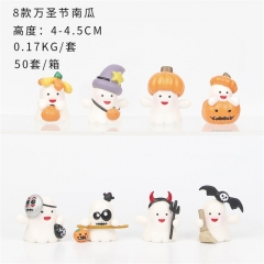 8PCS/SET 4-4.5CM Halloween Pumpkin Cartoon Anime PVC Figure Toy